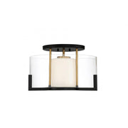 Eaton 1-Light Ceiling Light in Matte Black with Warm Brass Accents