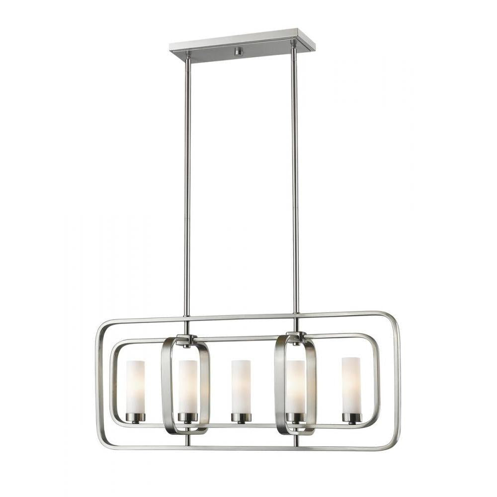 5 Light Linear Chandelier-Matte Opal
