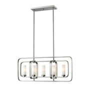 5 Light Linear Chandelier-Matte Opal