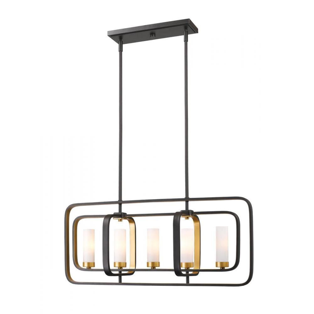 5 Light Linear Chandelier-Matte Opal