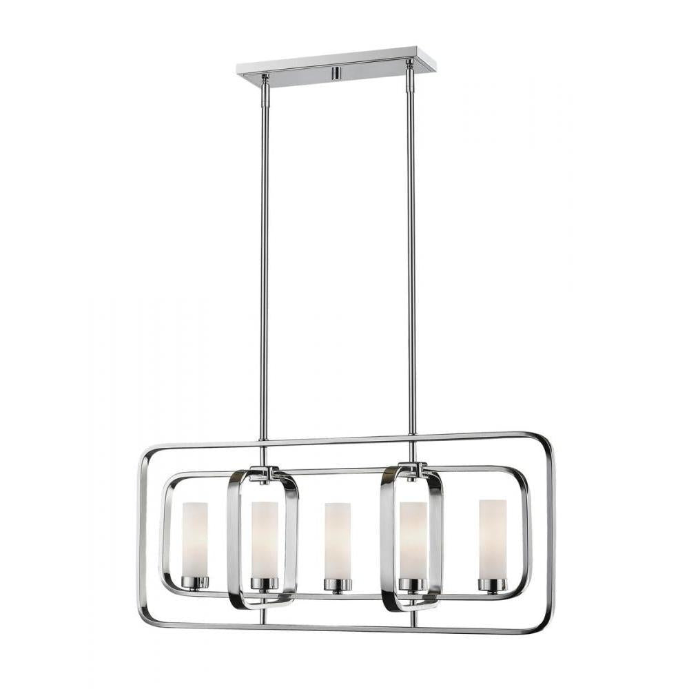 5 Light Linear Chandelier-Matte Opal