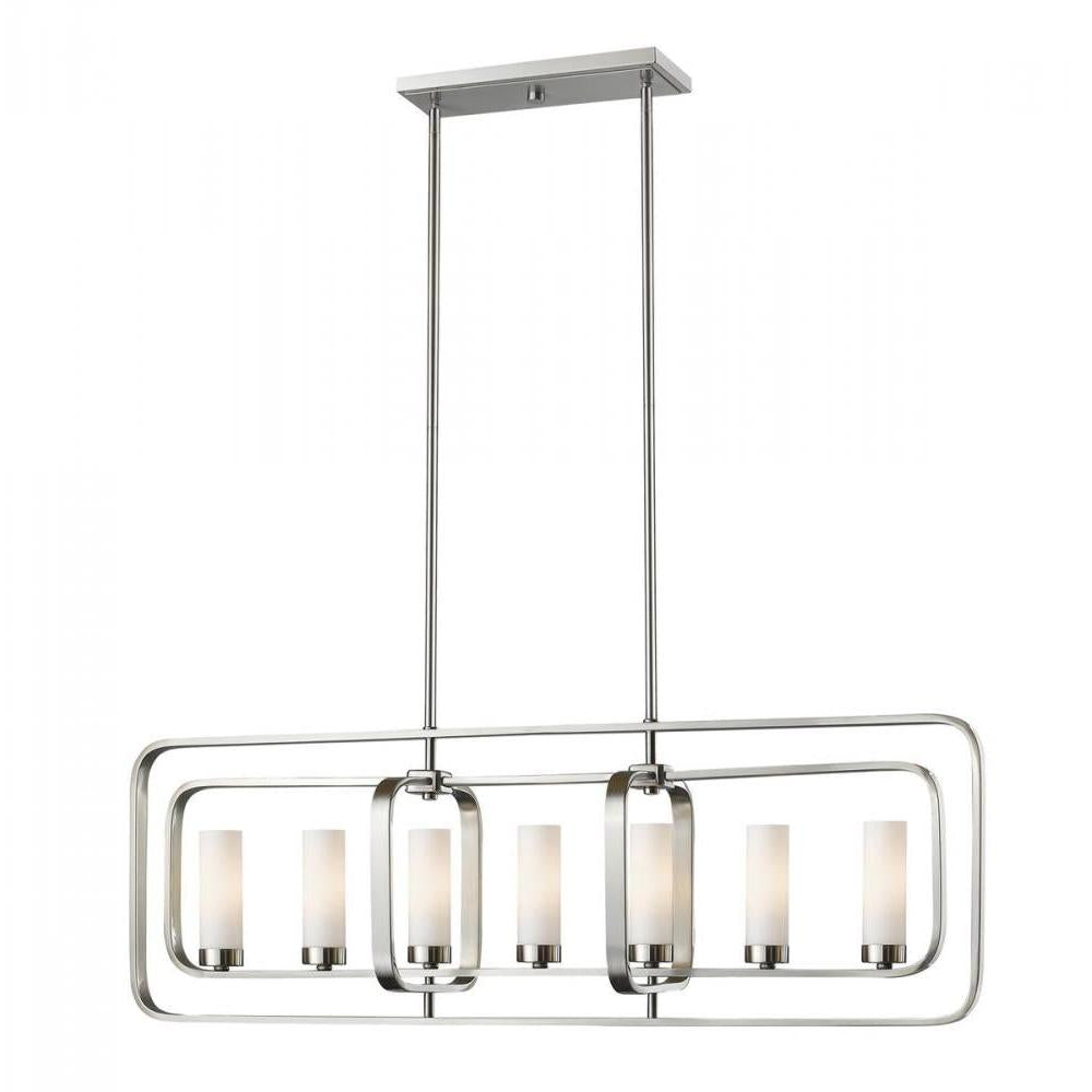 7 Light Linear Chandelier-Matte Opal