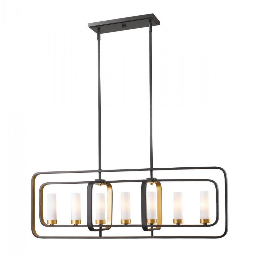 7 Light Linear Chandelier-Matte Opal