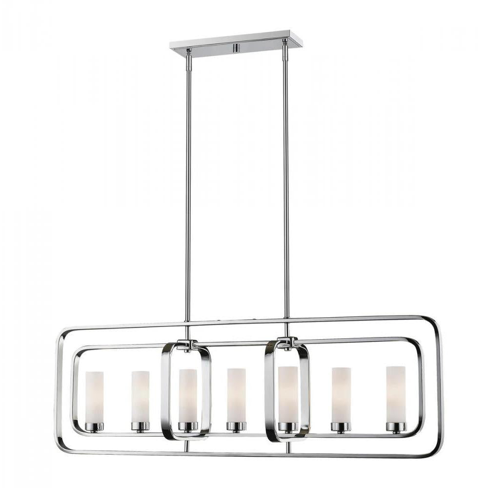 7 Light Linear Chandelier-Matte Opal