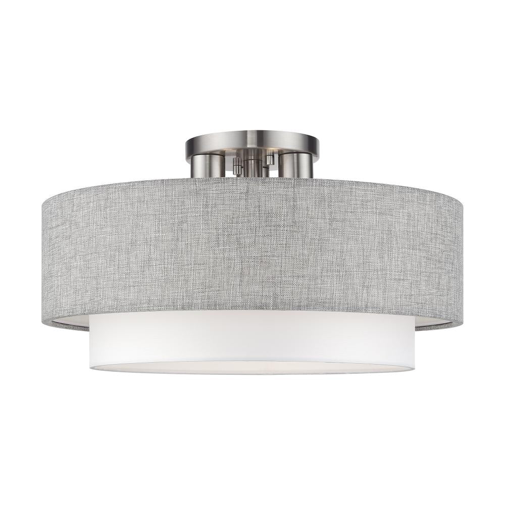 Livex Lighting BROOKMEADE 60014-91 Semi Flush Mt Casual - Brushed Nickel