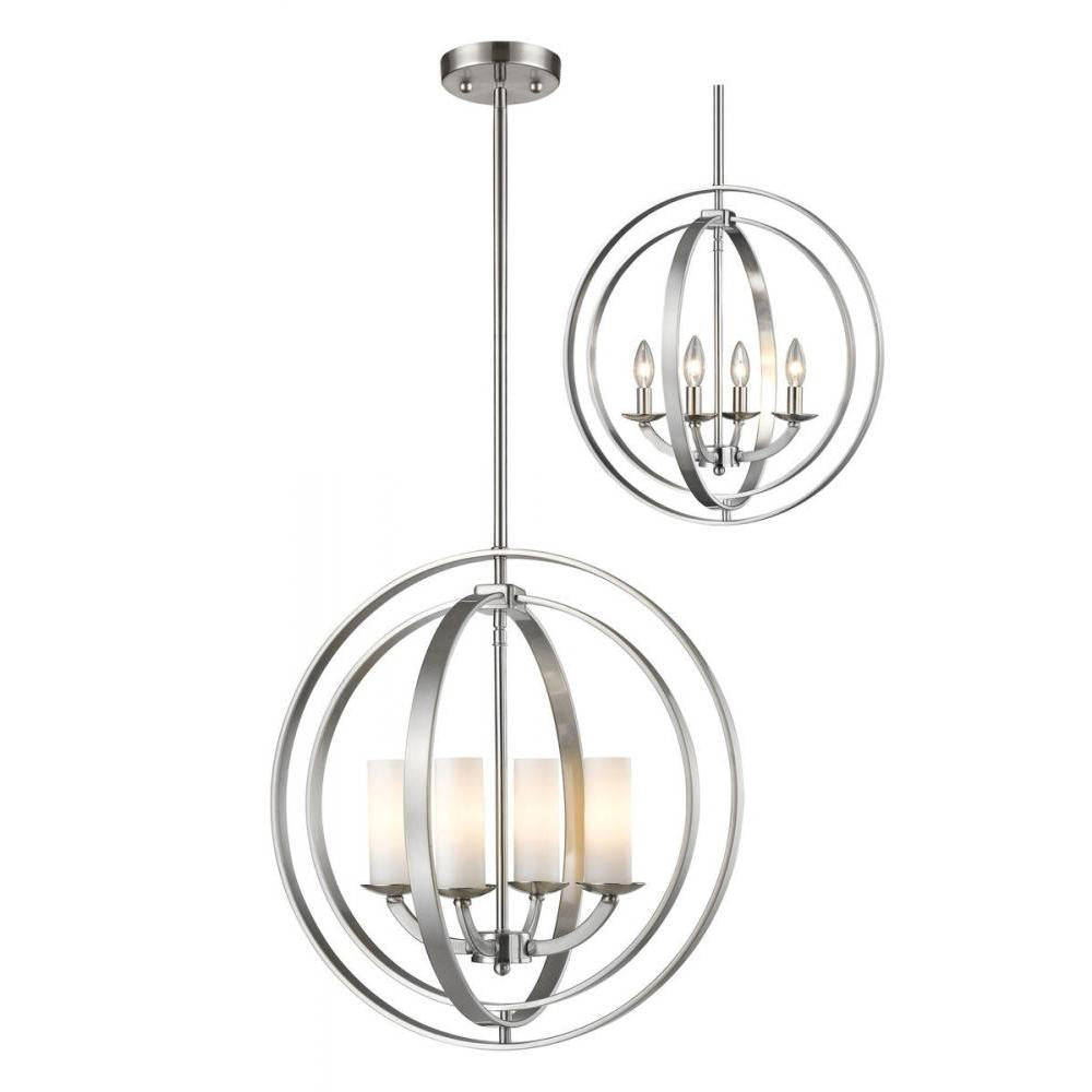 4 Light Chandelier-Matte Opal