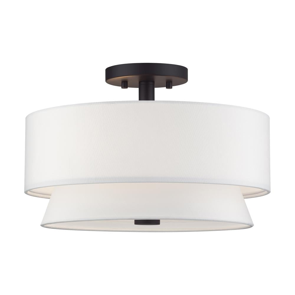 Livex Lighting FONTANA 60026-07 Semi Flush Mt Mid Century Modern - Bronze