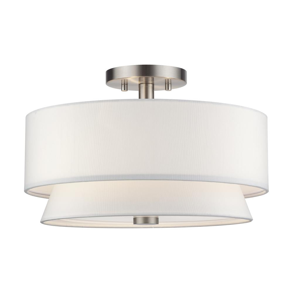 Livex Lighting FONTANA 60026-91 Semi Flush Mt Mid Century Modern - Brushed Nickel