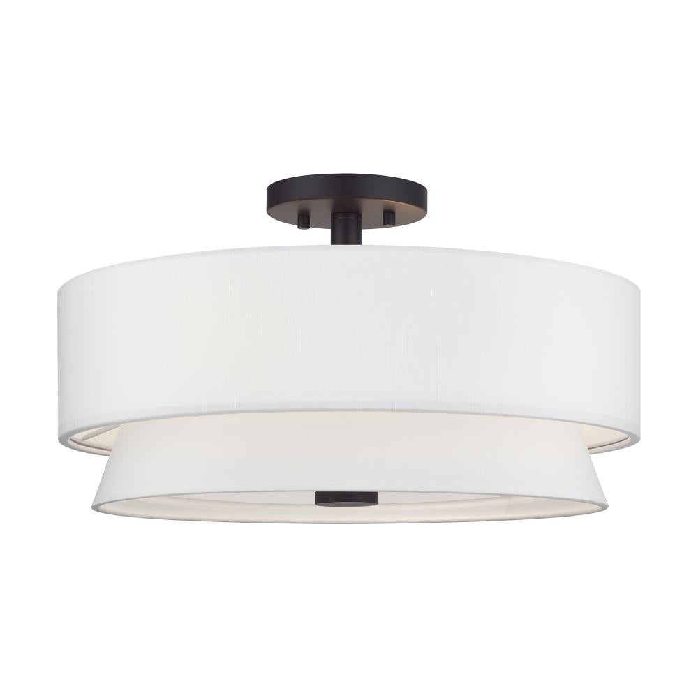 Livex Lighting FONTANA 60027-07 Semi Flush Mt Mid Century Modern - Bronze