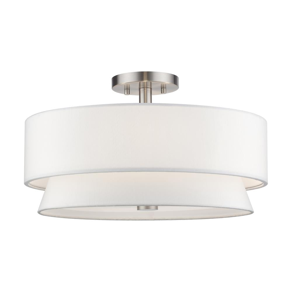 Livex Lighting FONTANA 60027-91 Semi Flush Mt Mid Century Modern - Brushed Nickel