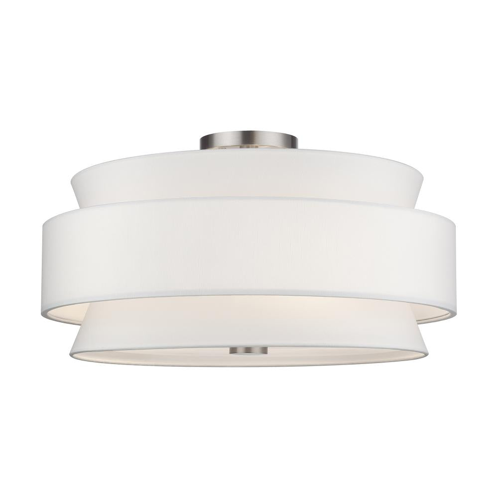 Livex Lighting FONTANA 60028-91 Semi Flush Mt Mid Century Modern - Brushed Nickel