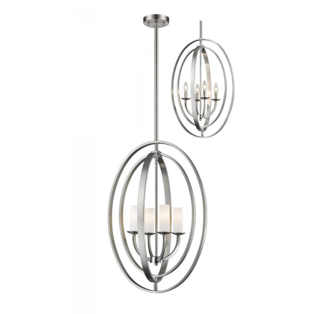 4 Light Chandelier-Matte Opal