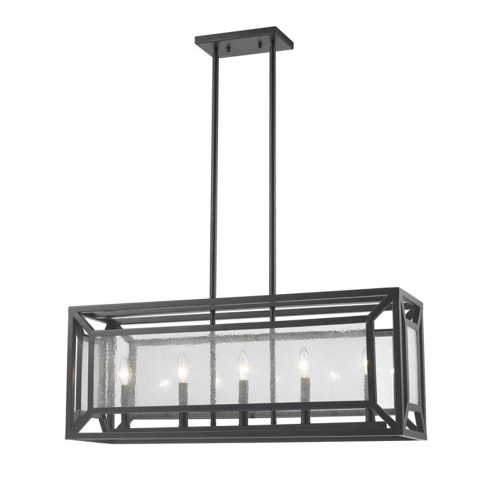5 Light Linear Chandelier-Clear Seedy