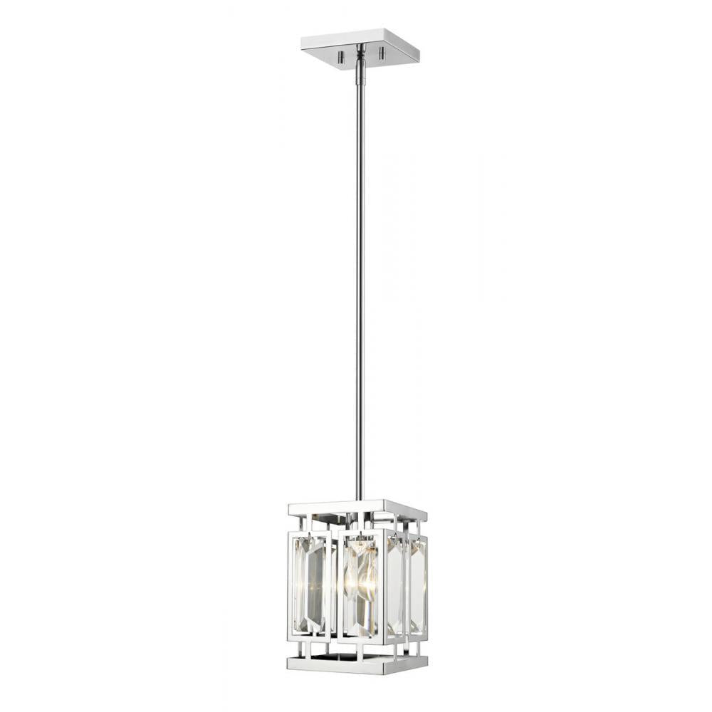 1 Light Pendant-Clear + Chrome