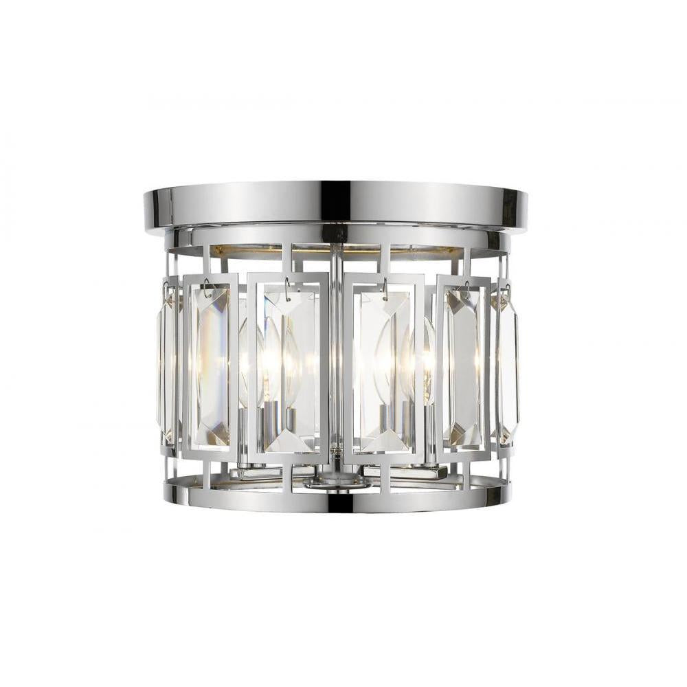 3 Light Flush Mount Light-Clear + Chrome