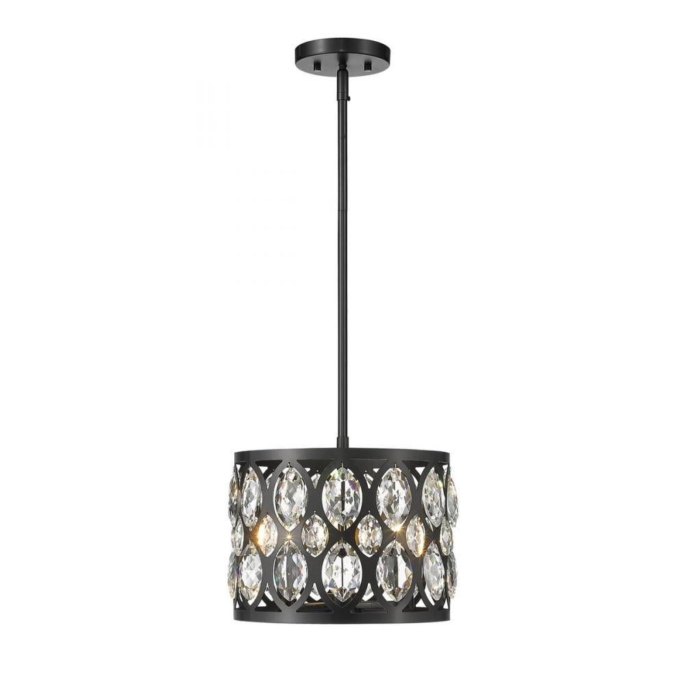 3 Light Chandelier-Matte Black