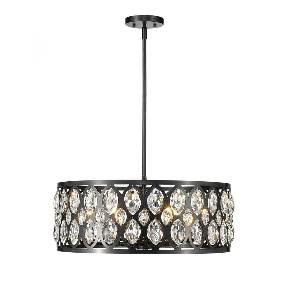 6 Light Chandelier-Matte Black