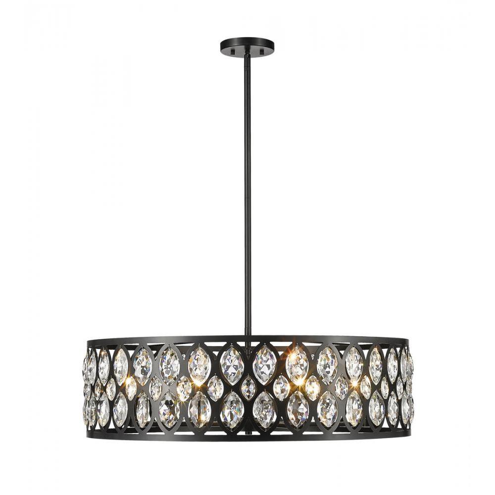 8 Light Chandelier-Matte Black