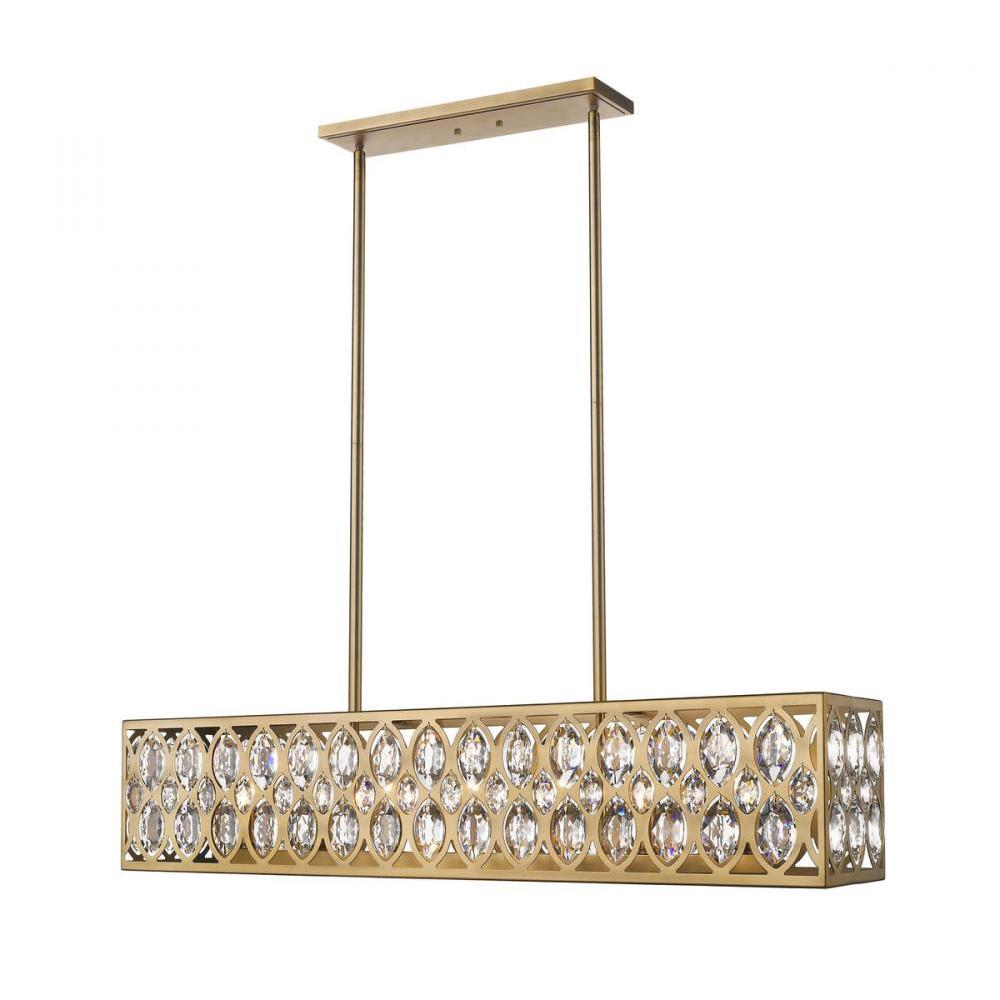 7 Light Linear Chandelier-Heirloom Brass