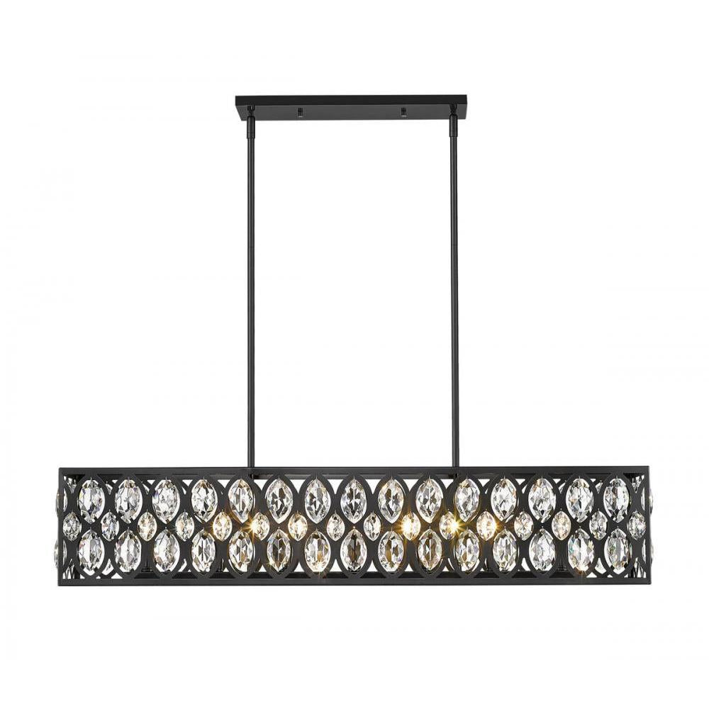 7 Light Linear Chandelier-Matte Black
