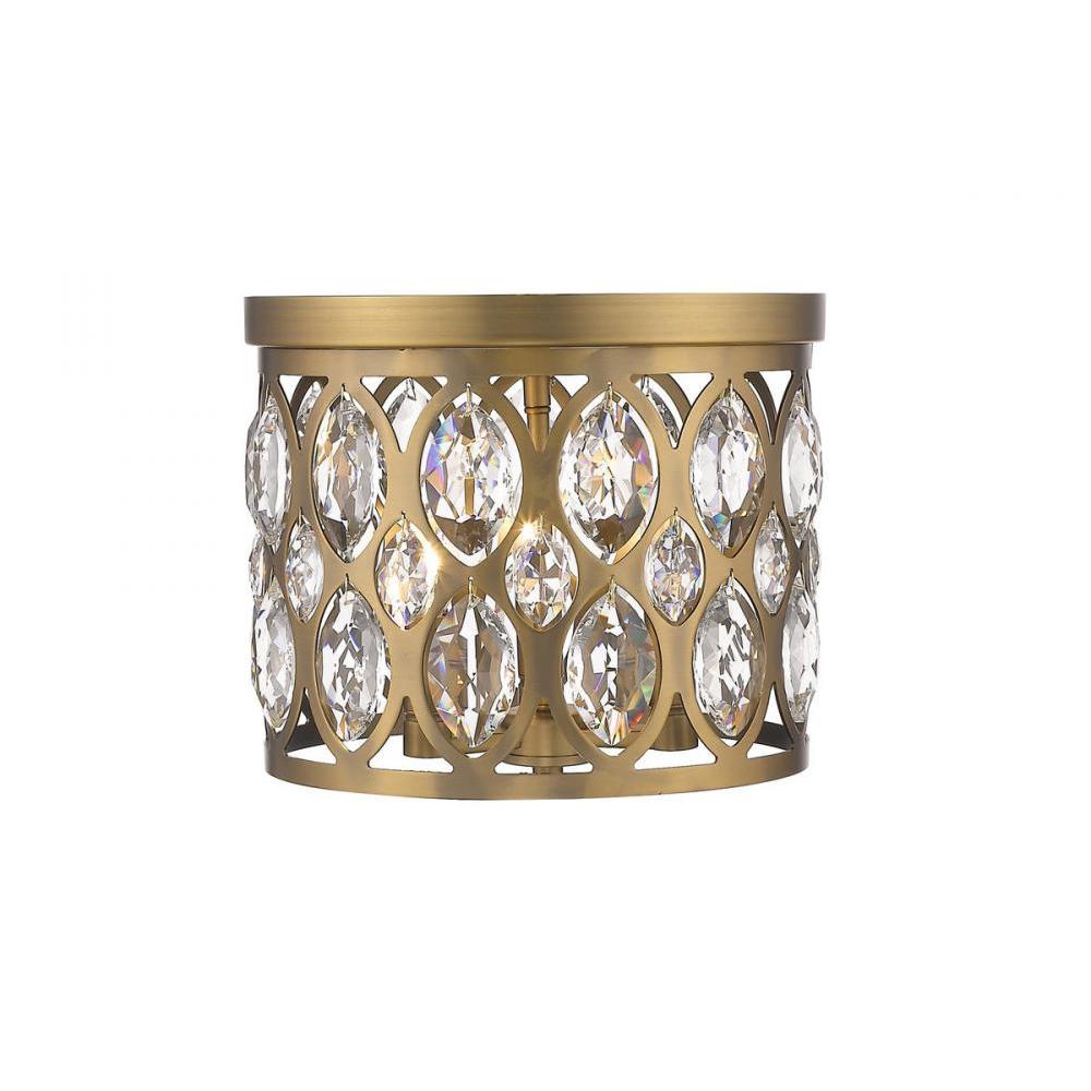 3 Light Flush Mount Light-Heirloom Brass