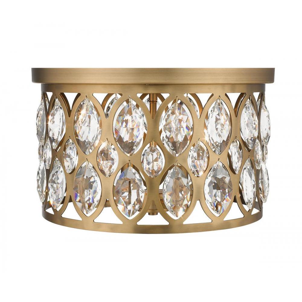 4 Light Flush Mount Light-Heirloom Brass
