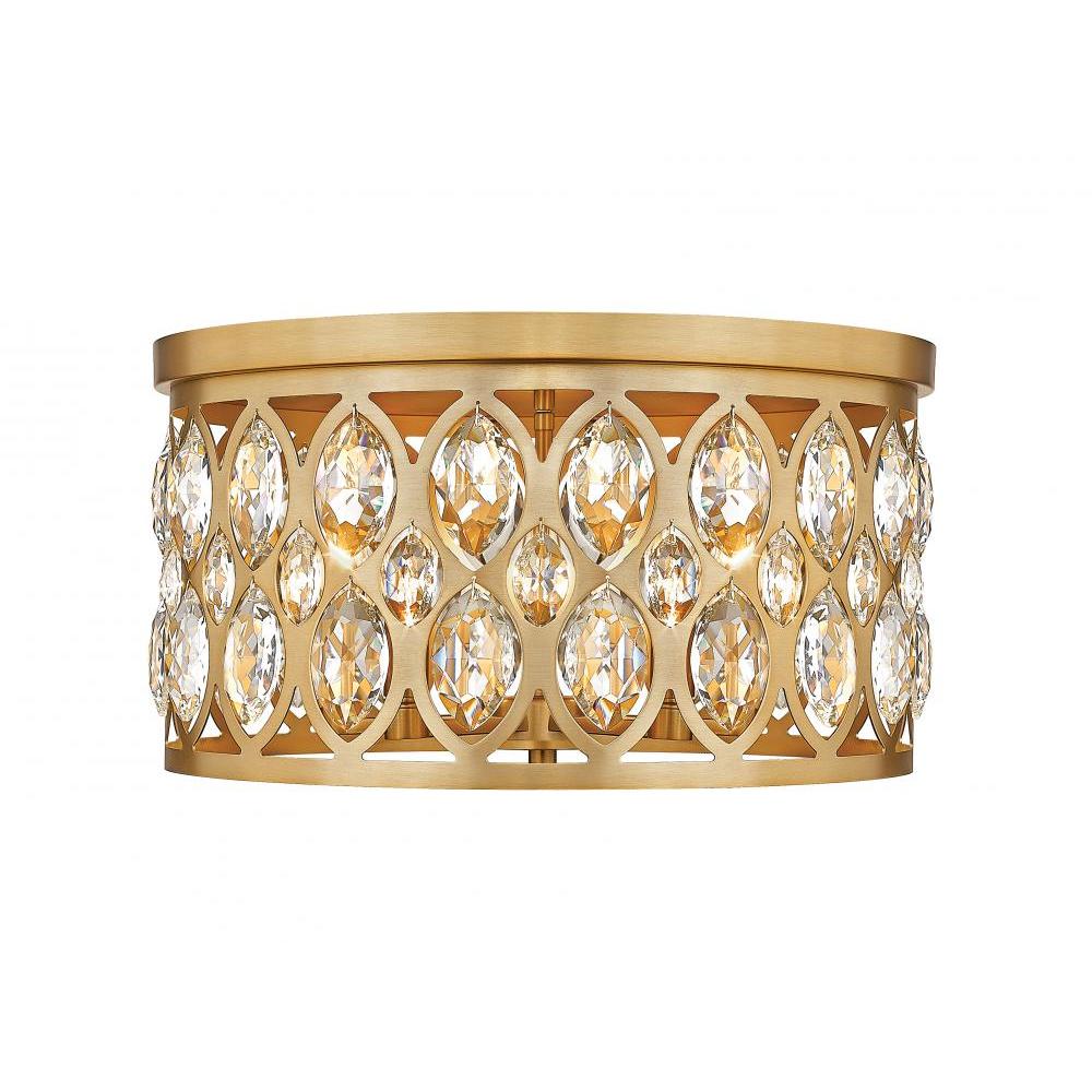 5 Light Flush Mount Light-Heirloom Brass