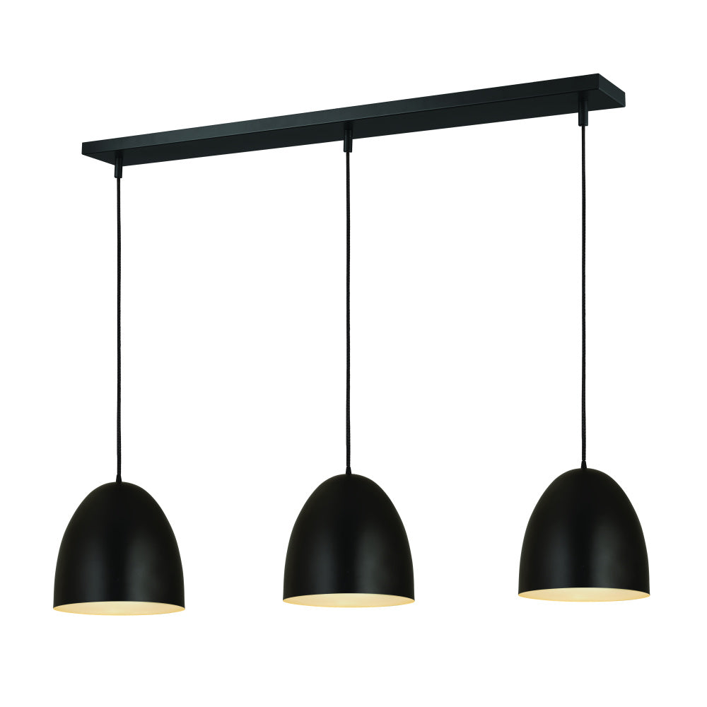3 Light Pendant-Satin Black
