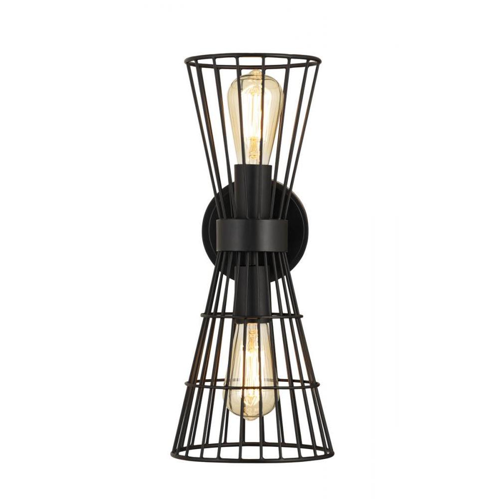 2 Light Wall Sconce-Matte Black