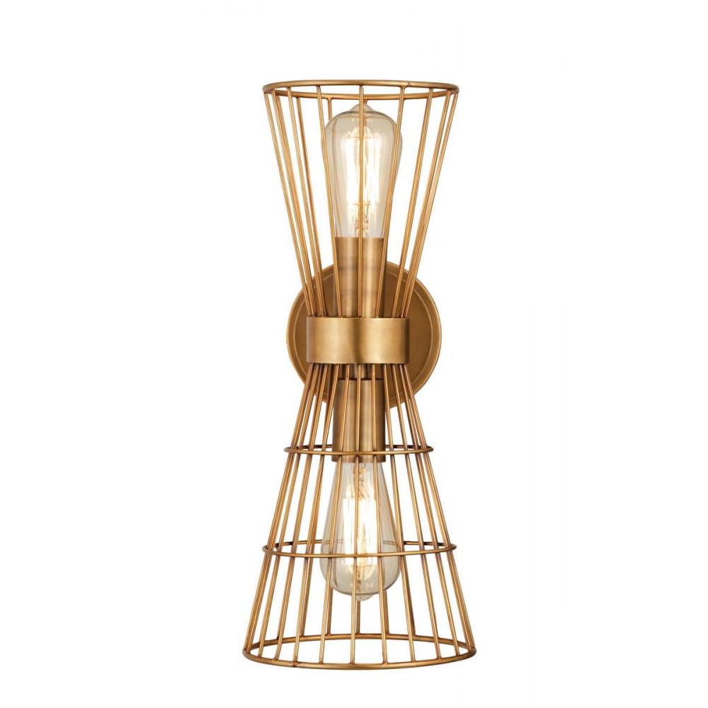 2 Light Wall Sconce-Rubbed Brass