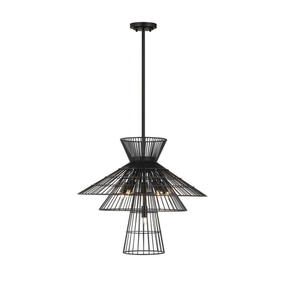 6 Light Chandelier-Matte Black