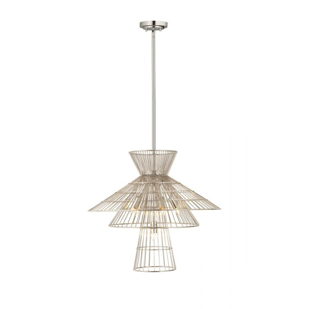 6 Light Chandelier-Polished Nickel