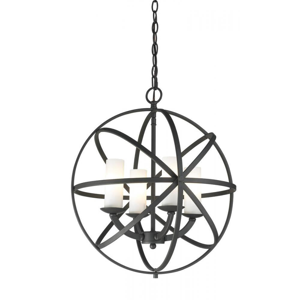 4 Light Chandelier-Matte Opal