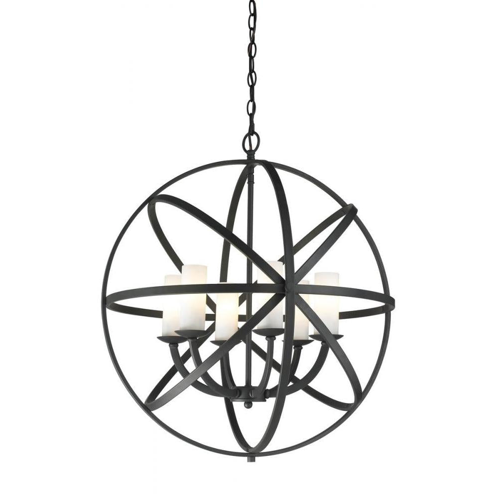 6 Light Chandelier-Matte Opal