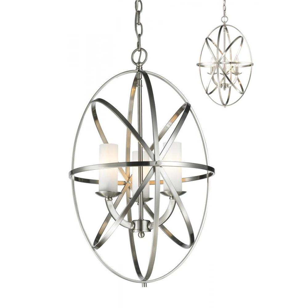 3 Light Chandelier-Matte Opal
