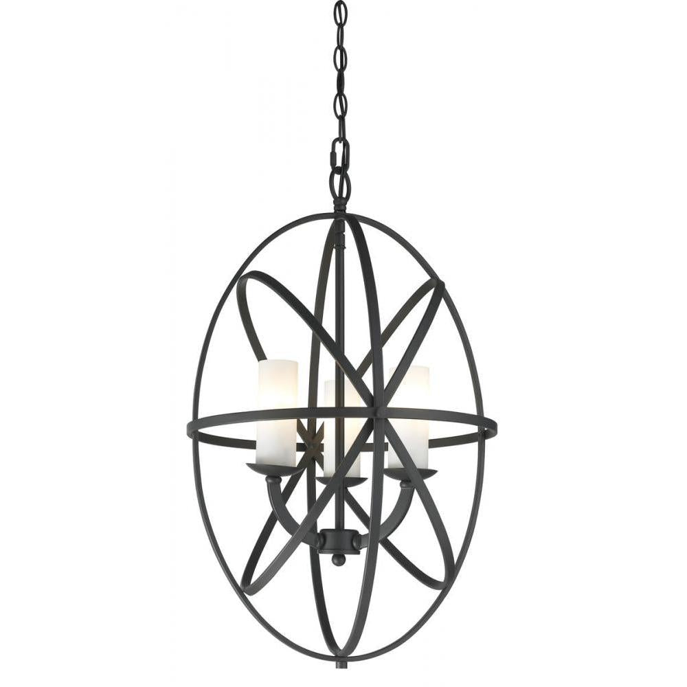 3 Light Chandelier-Matte Opal