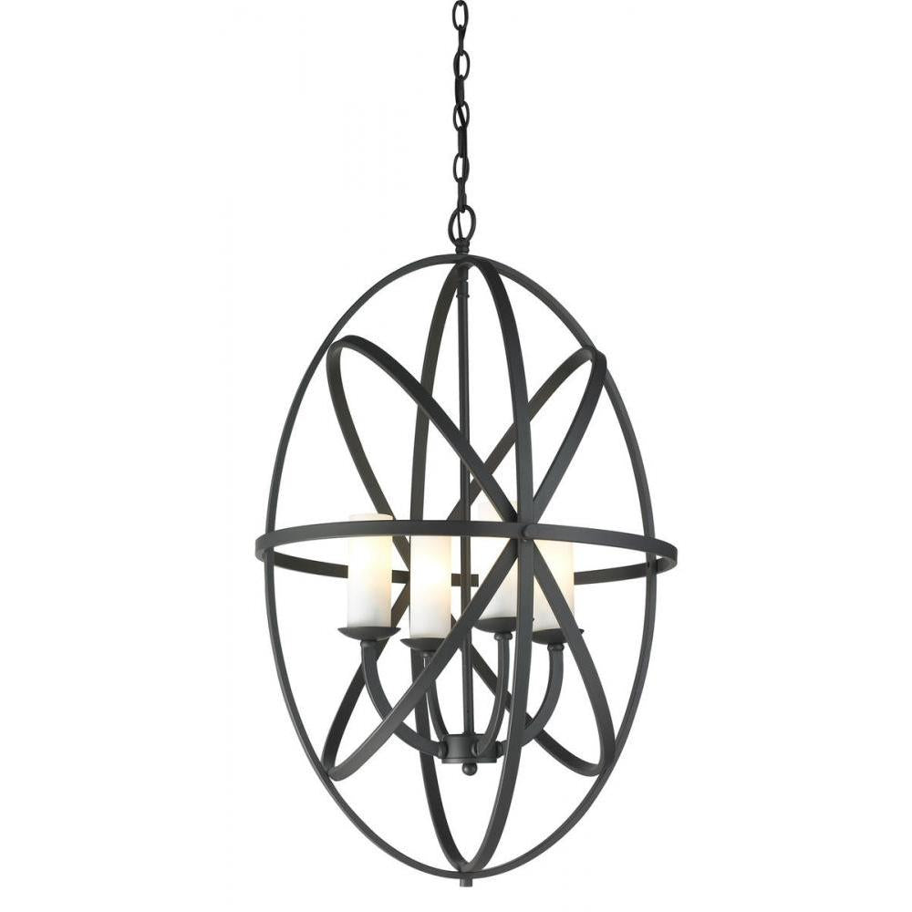 4 Light Chandelier-Matte Opal