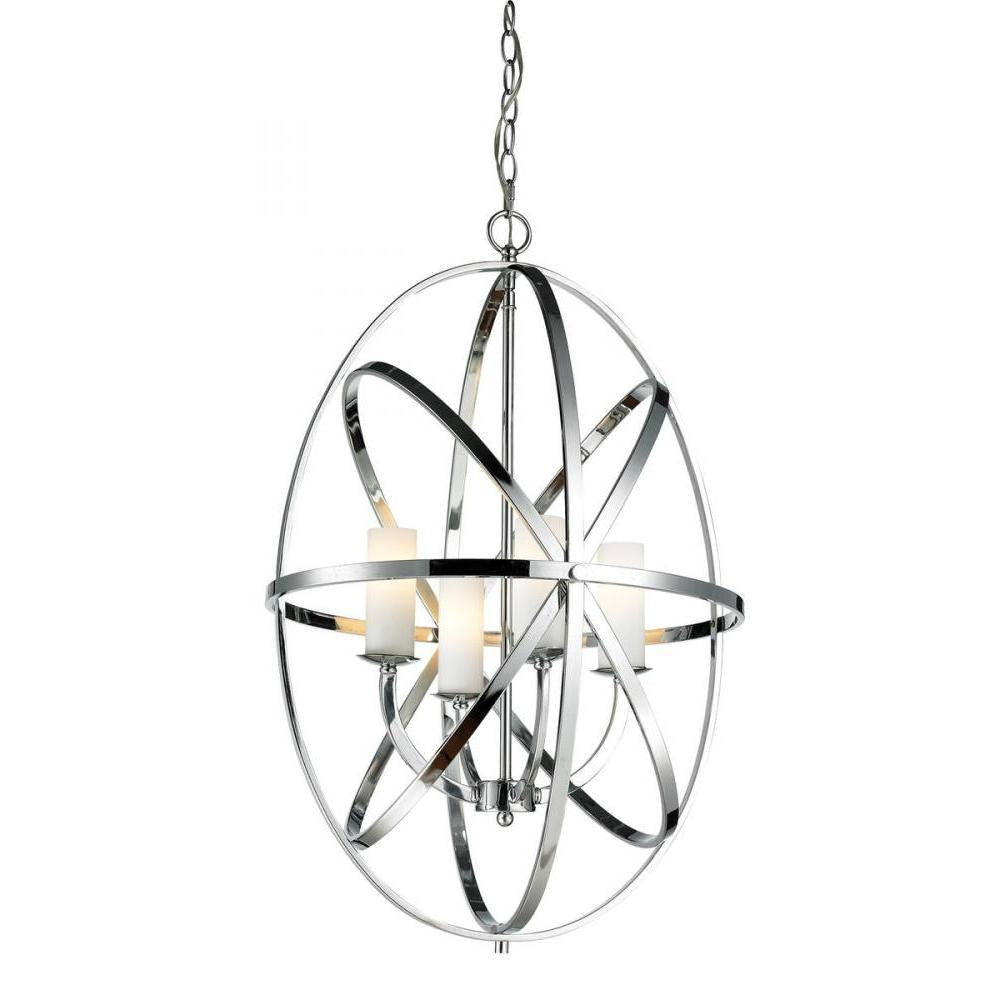 4 Light Chandelier-Matte Opal