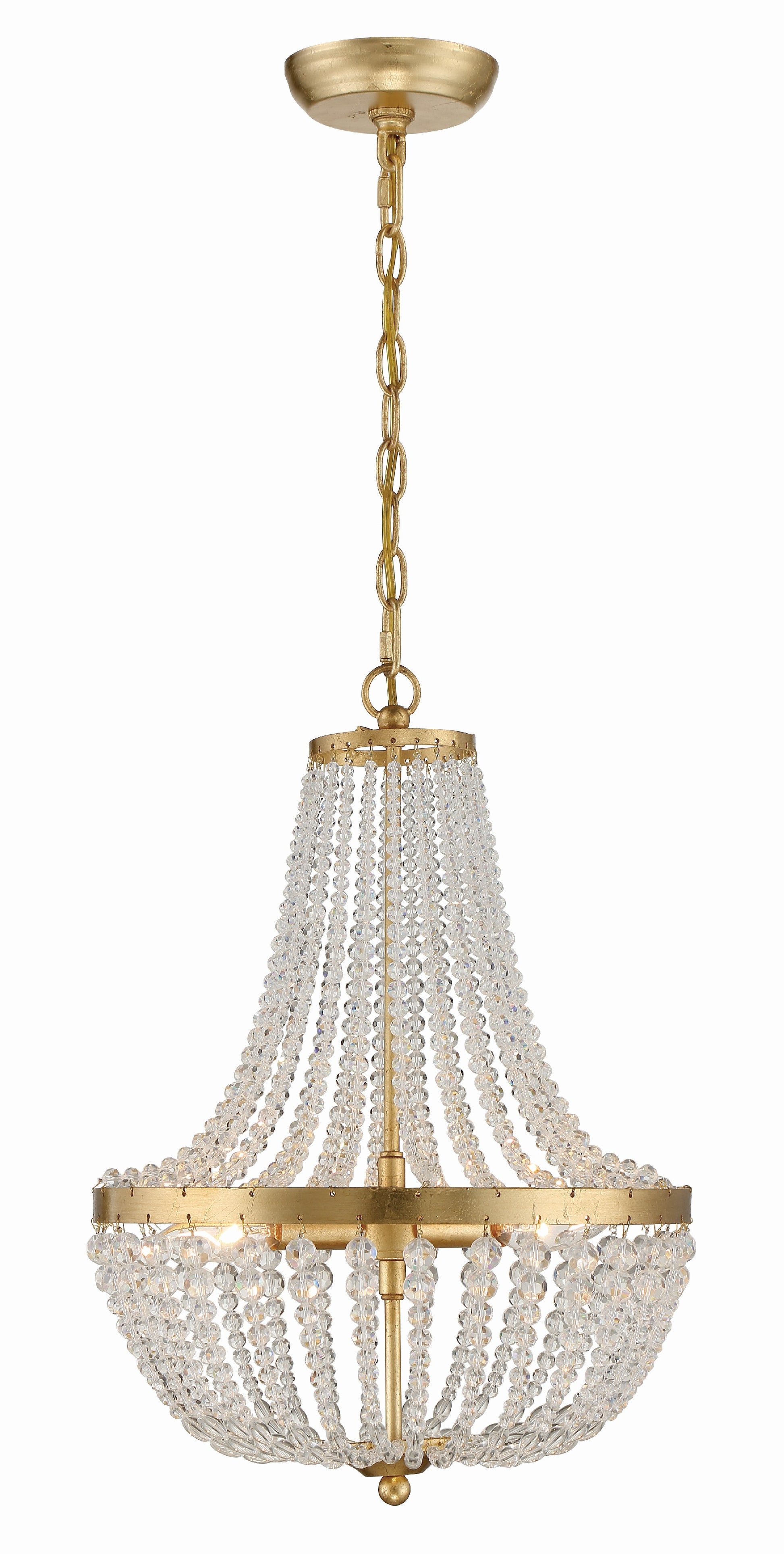Crystorama Rylee 603-GA – 14 Inch – 3 Light – Chandelier – Antique Gold – Damp Rated