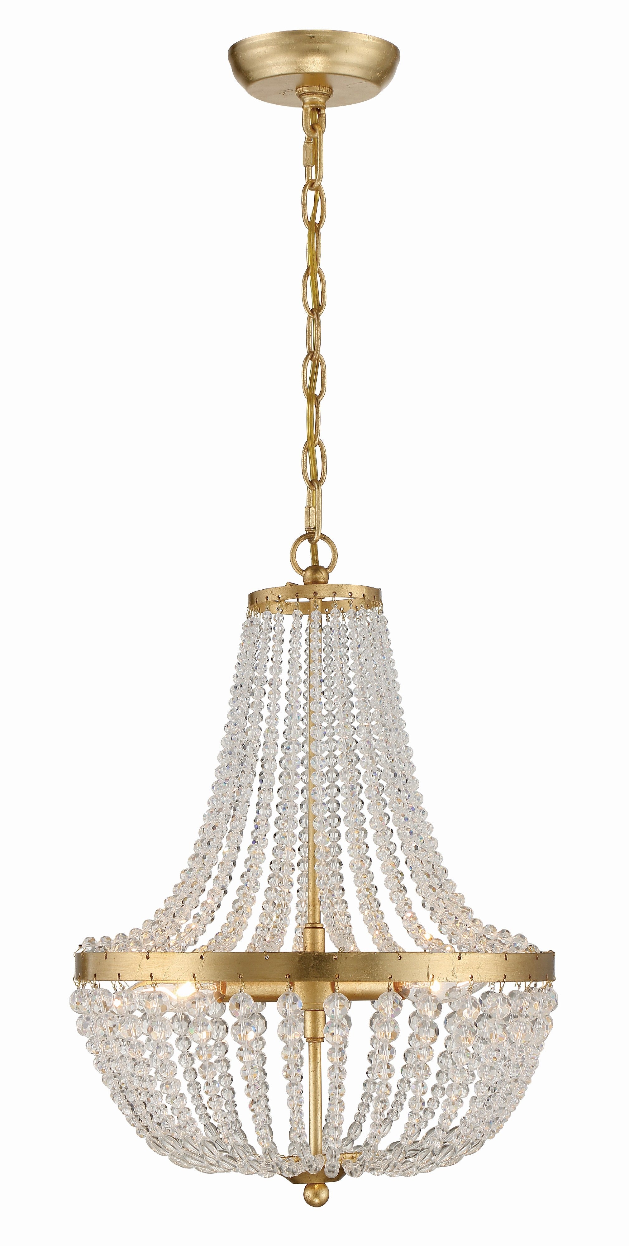 Crystorama Rylee 603-GA – 14 Inch – 3 Light – Chandelier – Antique Gold – Damp Rated