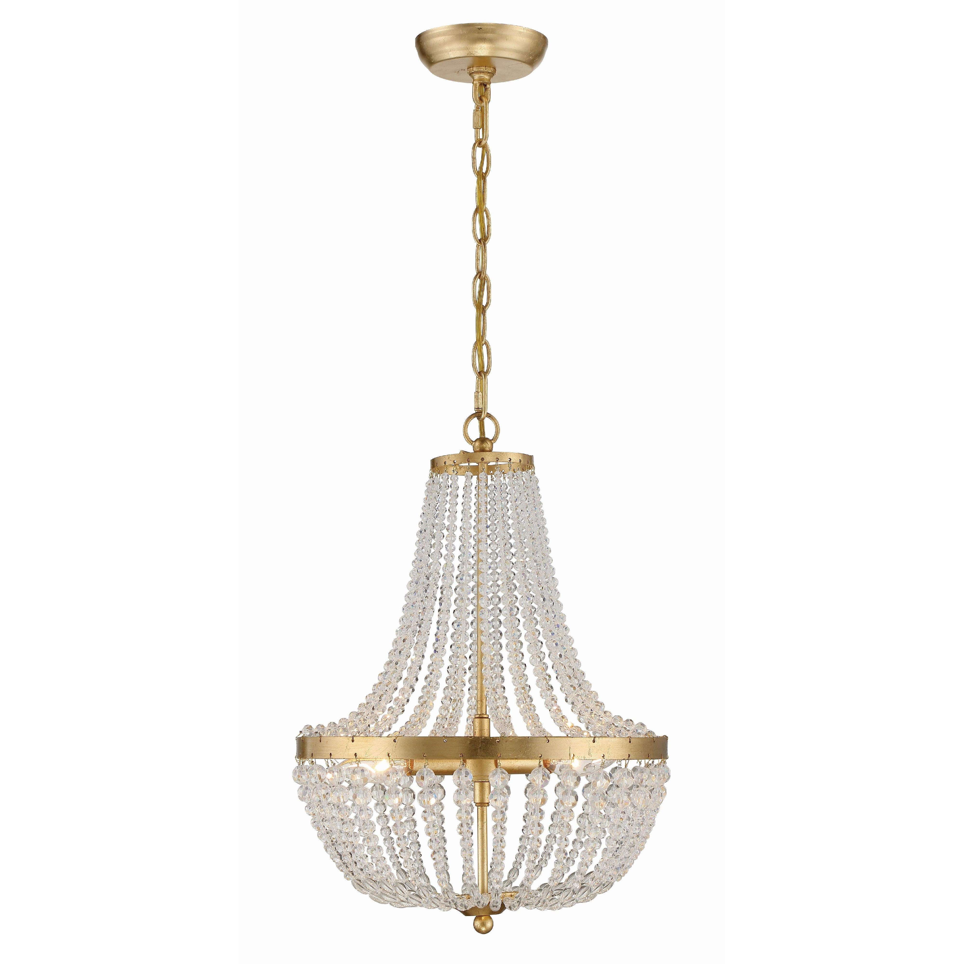 Crystorama Rylee 603-GA – 14 Inch – 3 Light – Chandelier – Antique Gold – Damp Rated