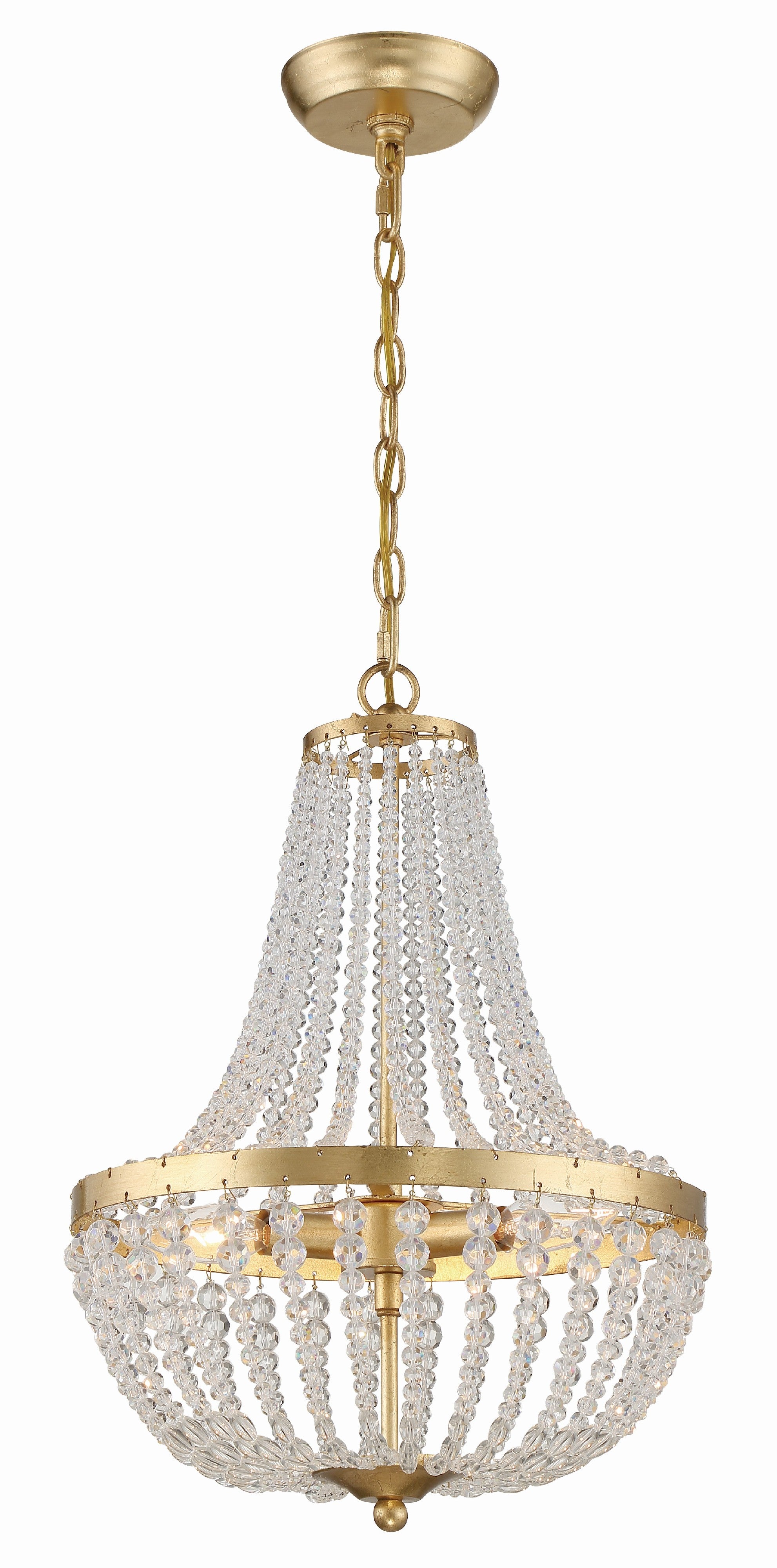 Crystorama Rylee 603-GA – 14 Inch – 3 Light – Chandelier – Antique Gold – Damp Rated