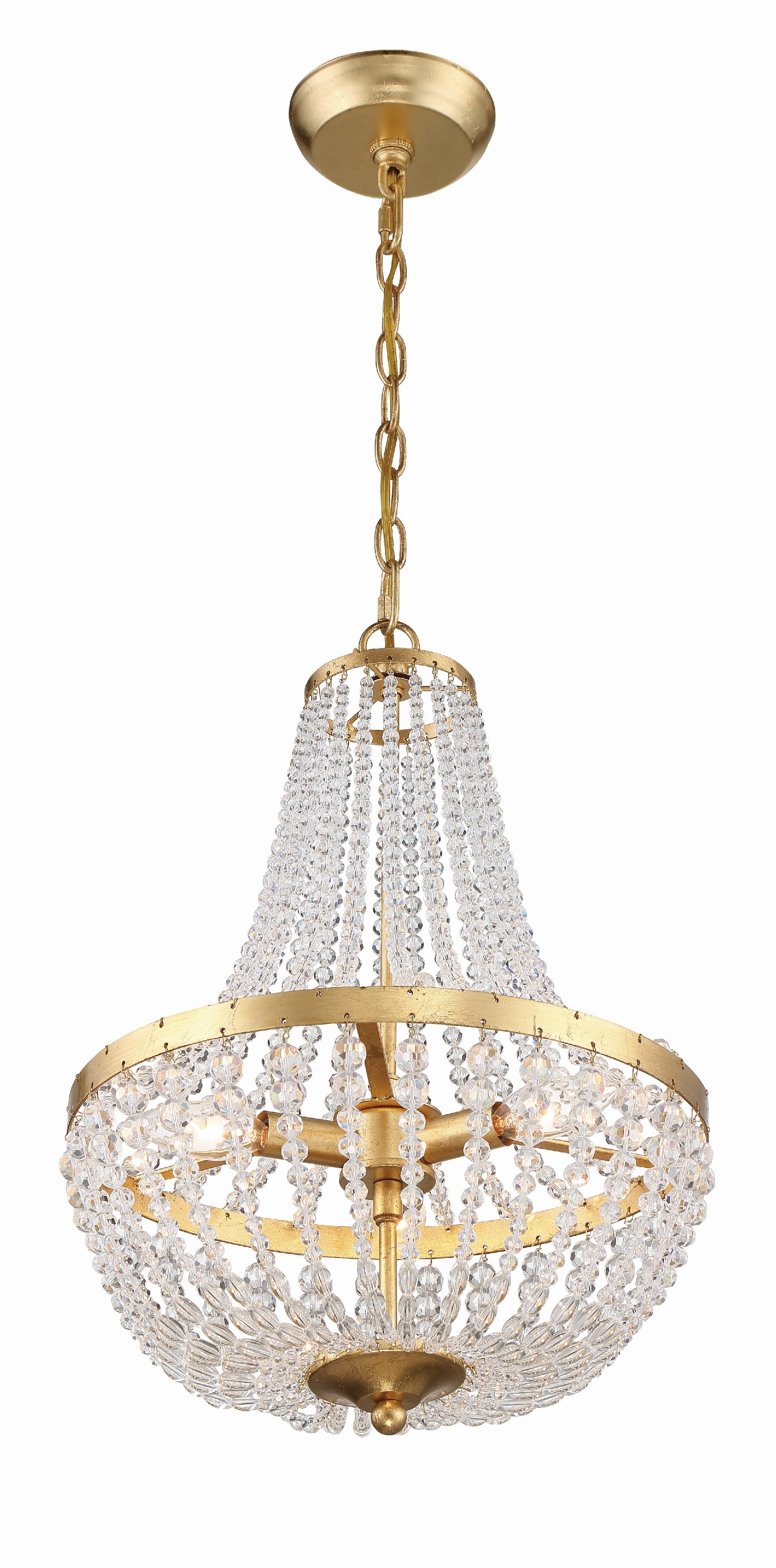 Crystorama Rylee 603-GA – 14 Inch – 3 Light – Chandelier – Antique Gold – Damp Rated