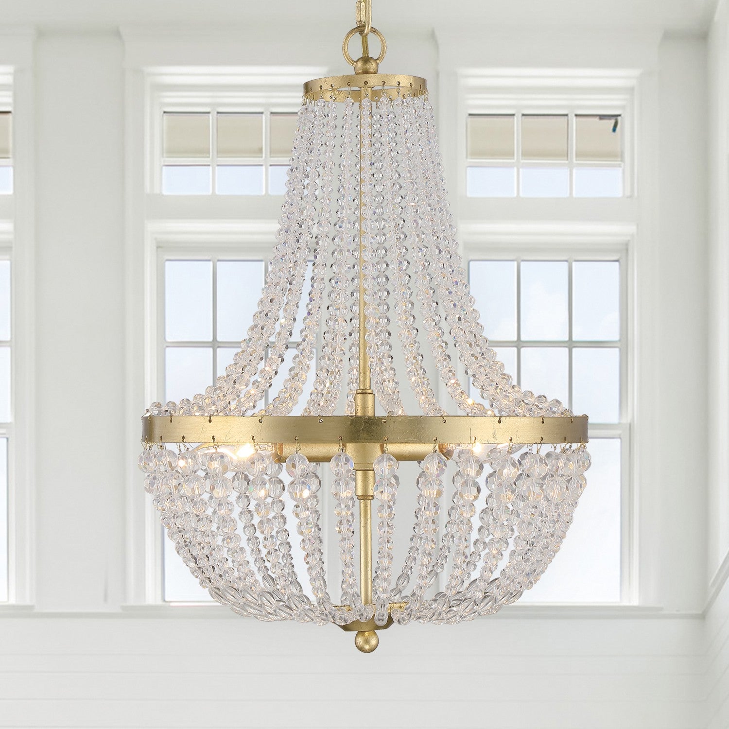 Crystorama Rylee 603-GA – 14 Inch – 3 Light – Chandelier – Antique Gold – Damp Rated