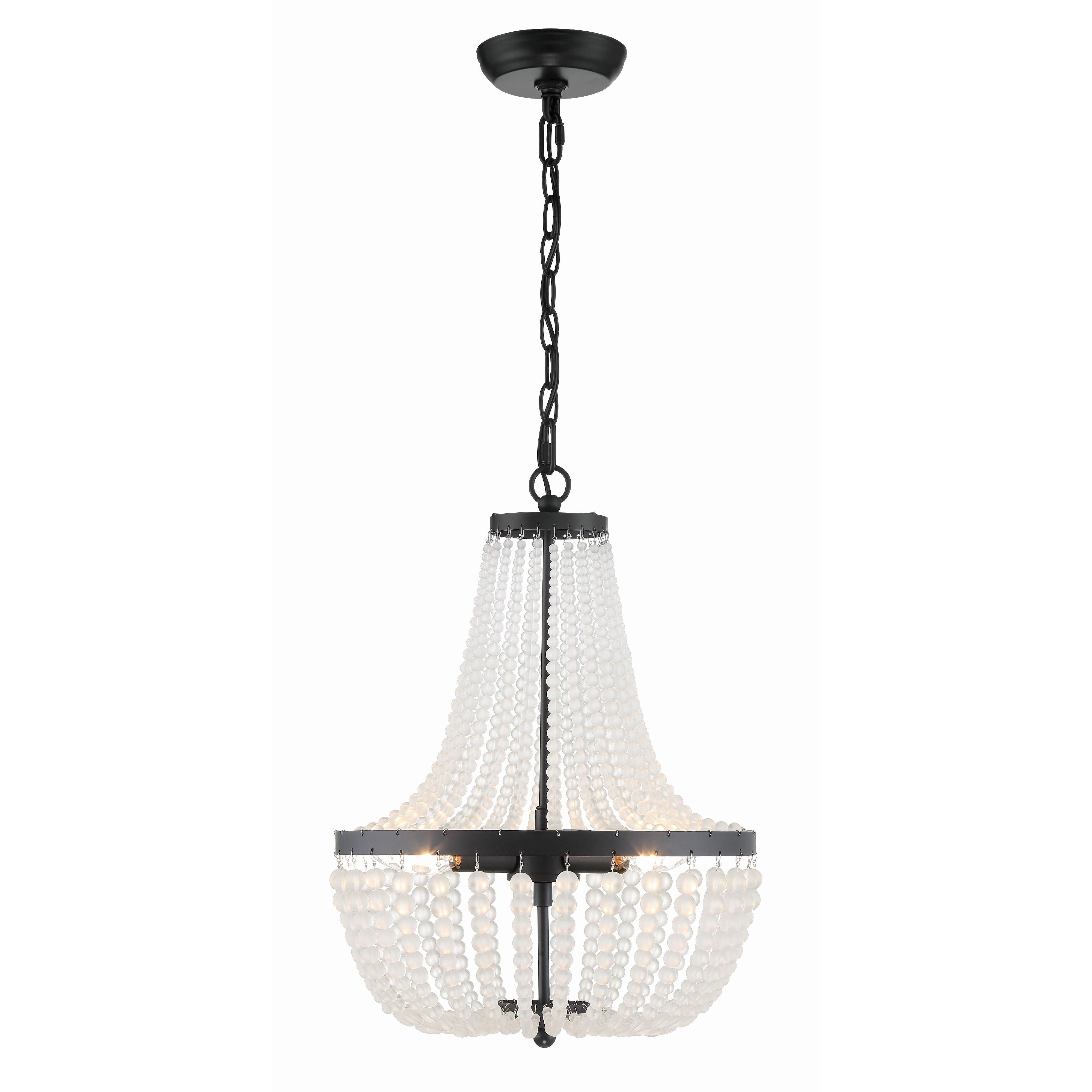 Crystorama Rylee 603-MK – 14 Inch – 3 Light – Chandelier – Matte Black – Damp Rated