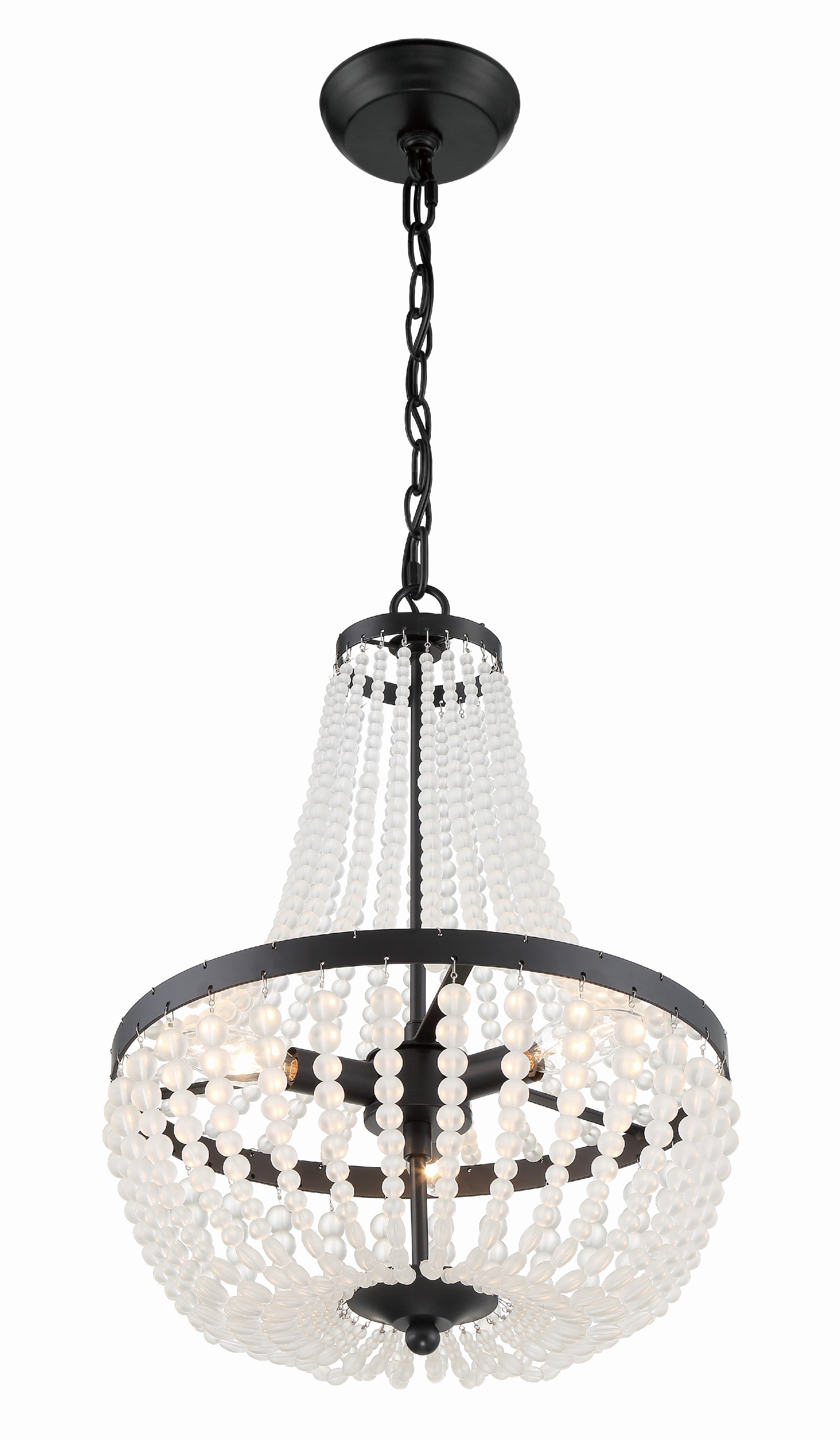 Crystorama Rylee 603-MK – 14 Inch – 3 Light – Chandelier – Matte Black – Damp Rated