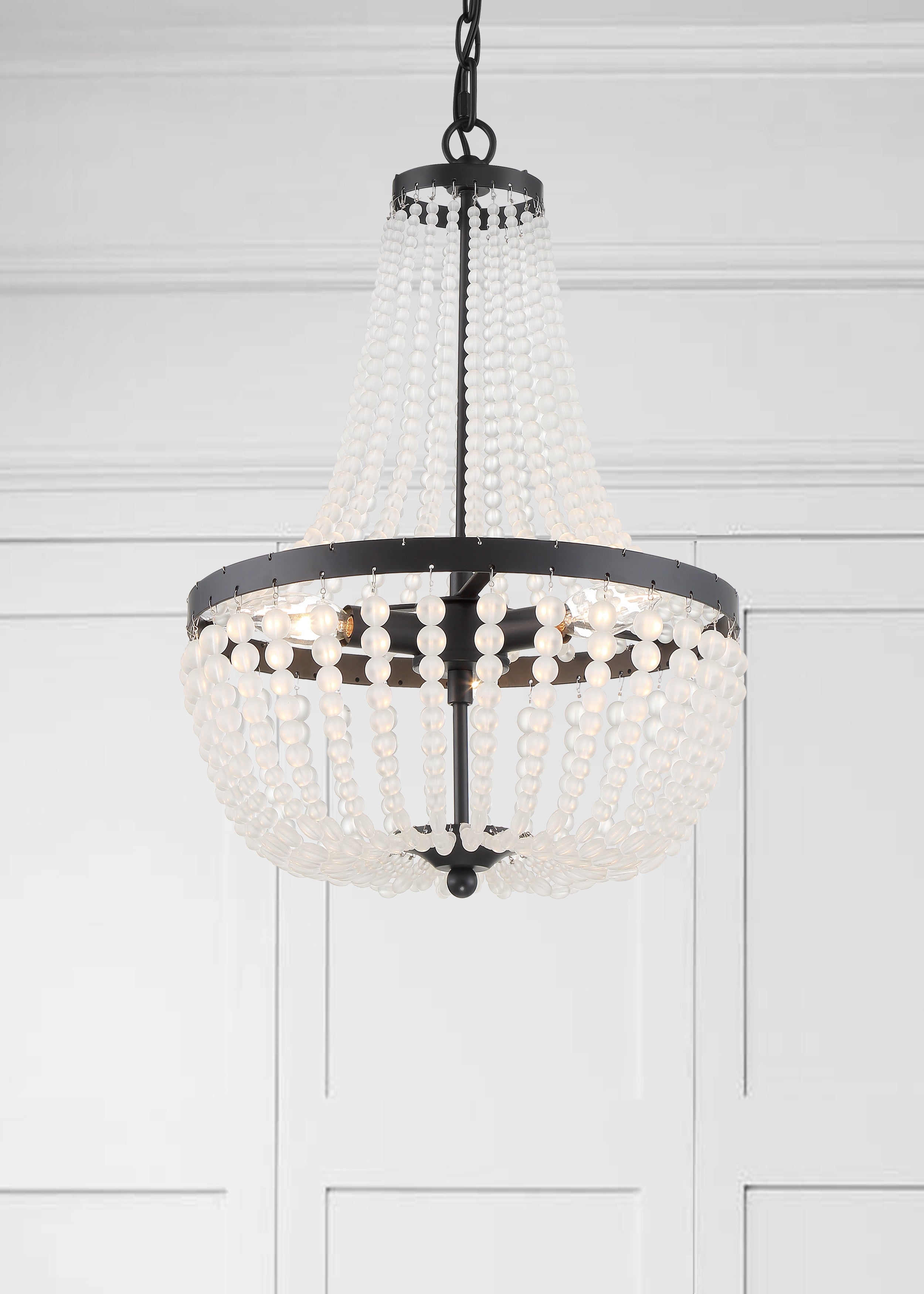 Crystorama Rylee 603-MK – 14 Inch – 3 Light – Chandelier – Matte Black – Damp Rated