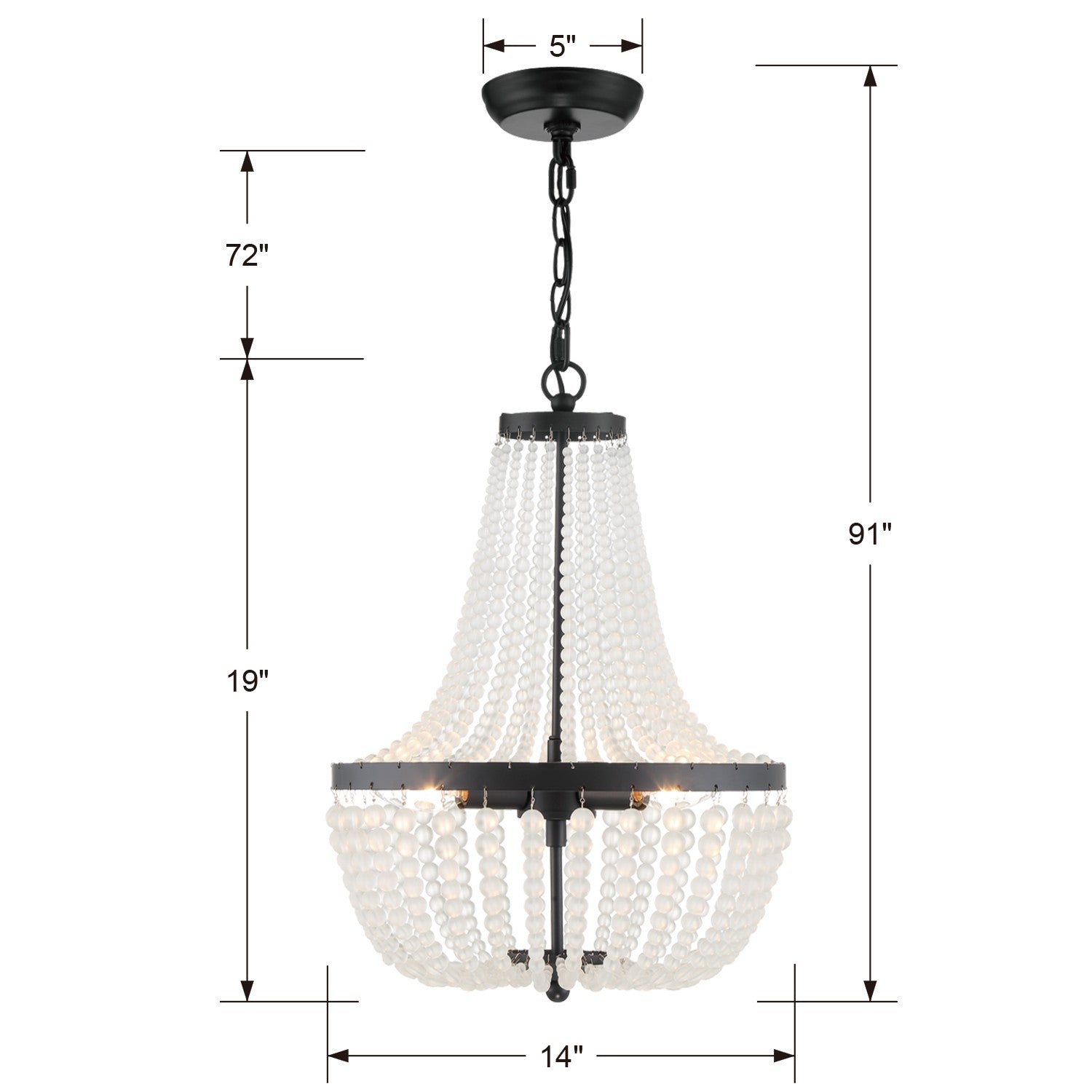 Crystorama Rylee 603-MK – 14 Inch – 3 Light – Chandelier – Matte Black – Damp Rated