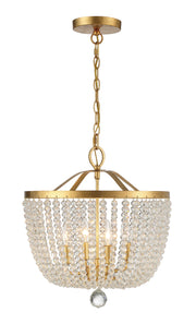 Crystorama Rylee 604-GA – 16.5 Inch – 4 Light – Chandelier – Antique Gold – Damp Rated