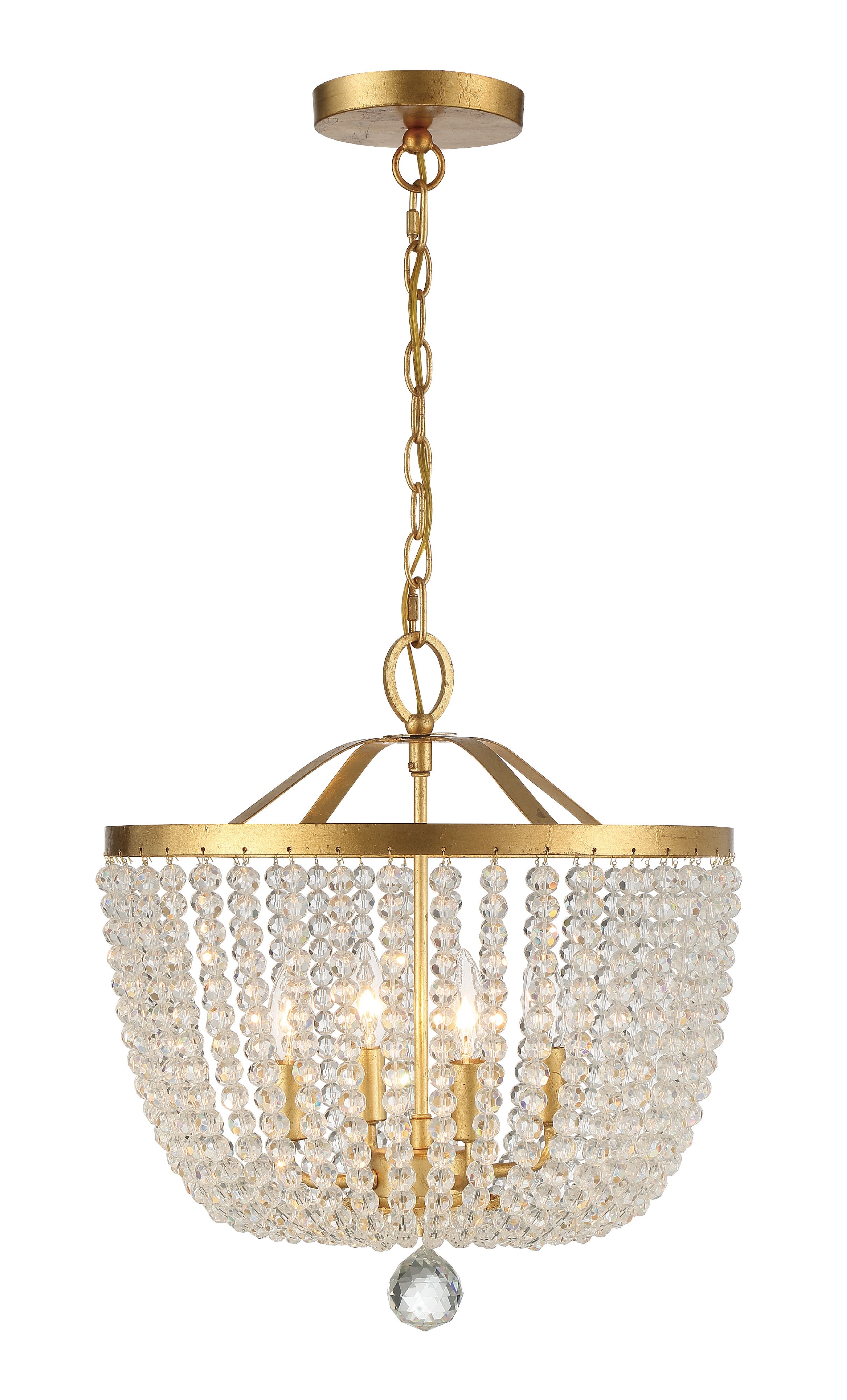 Crystorama Rylee 604-GA – 16.5 Inch – 4 Light – Chandelier – Antique Gold – Damp Rated